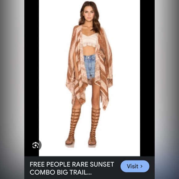 Free People Boho Striped Oversized Wrap/Cardigan~ Size L - Picture 1 of 13